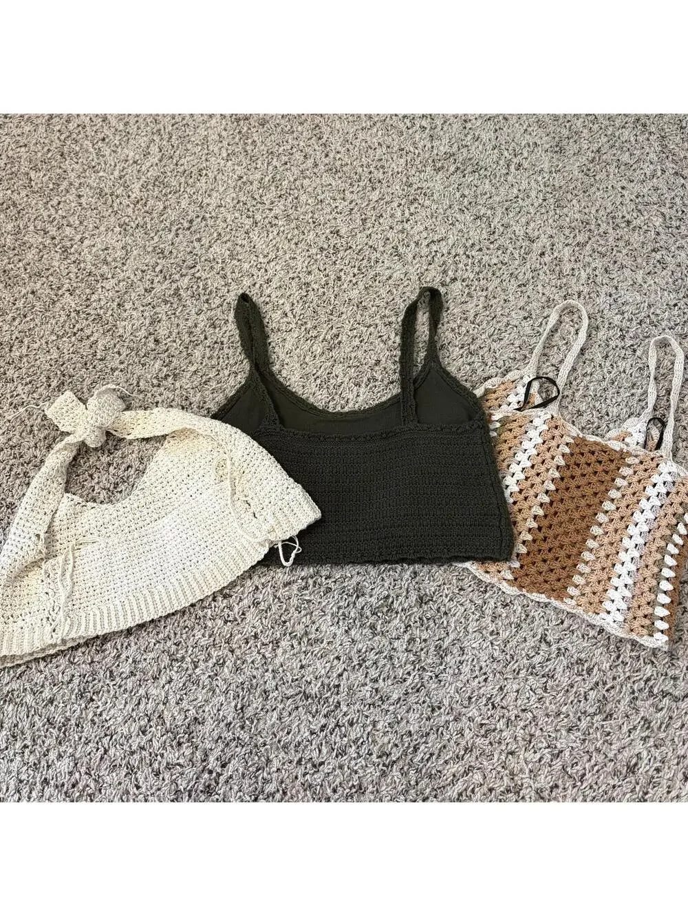 Bundle of 3 Crochet Knit Crop Tops – Aerie & Forever 21 – Size S - Picture 5 of 8